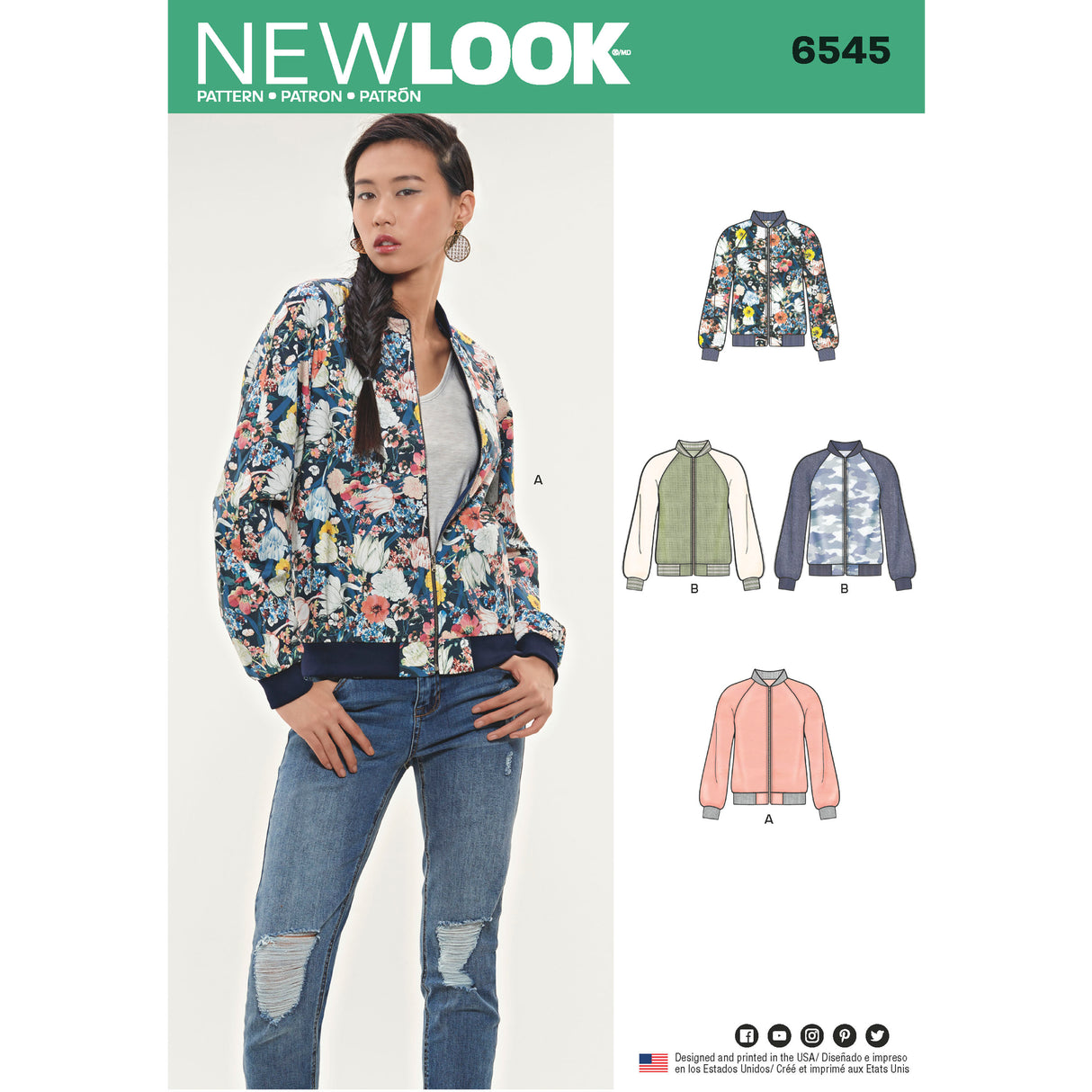 Patron New Look n°6545 - Veste casual zippée