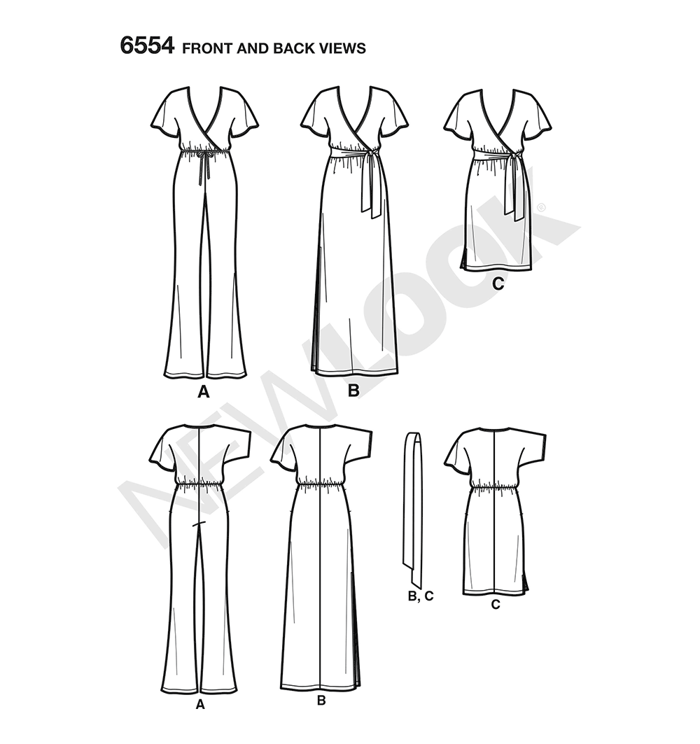 Patron New Look n°6554 – Combinaison et robe élégantes