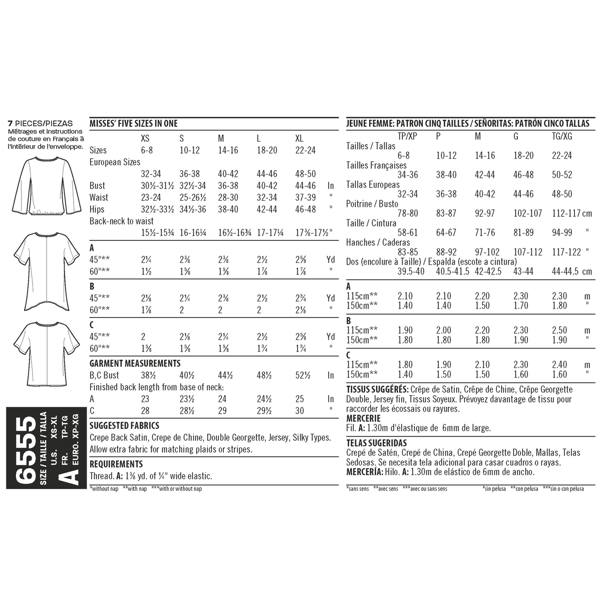 Patron New Look n°6555 – Blouse féminine à encolure ajourée