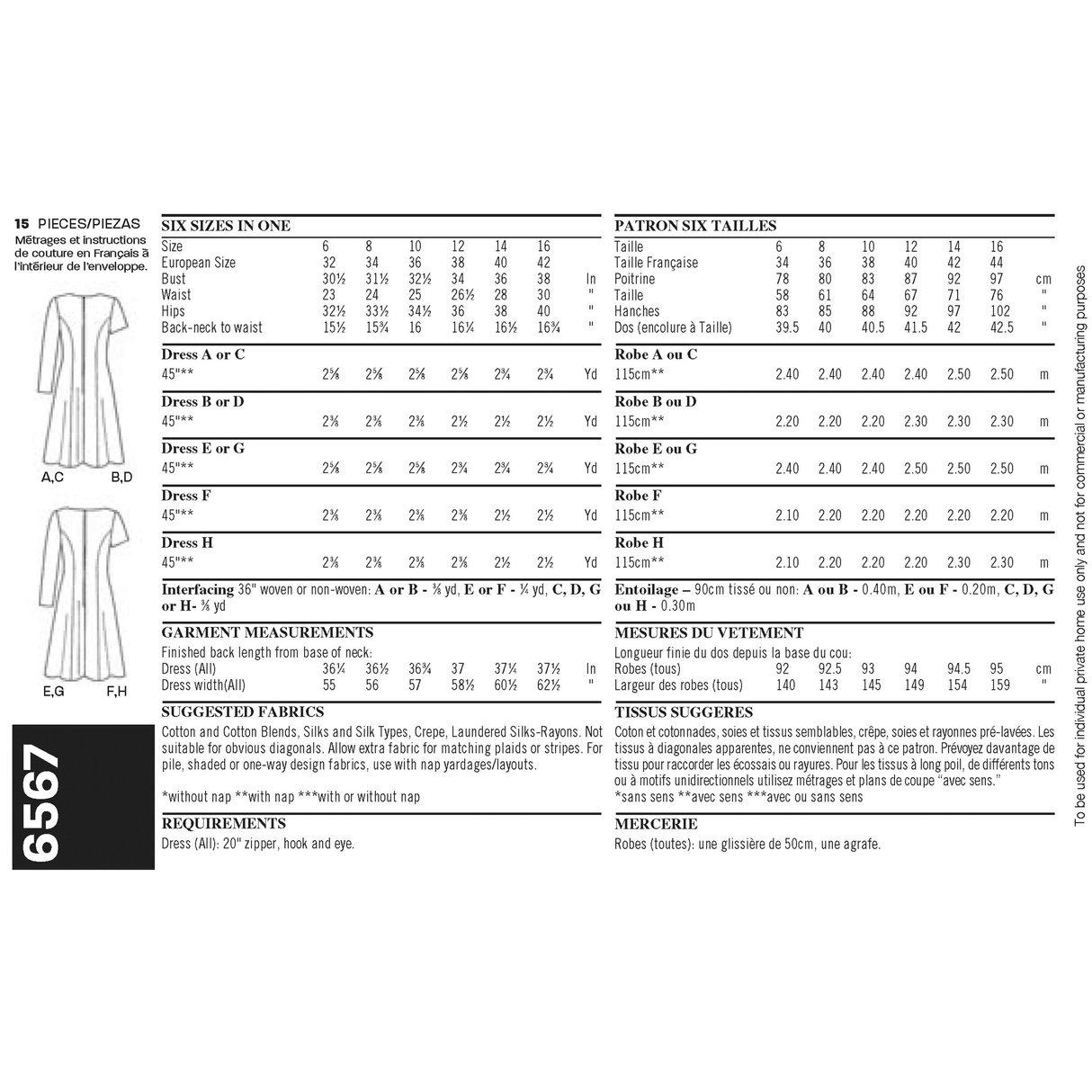 Patron New Look n°6567 - Robe ajustée et évasée