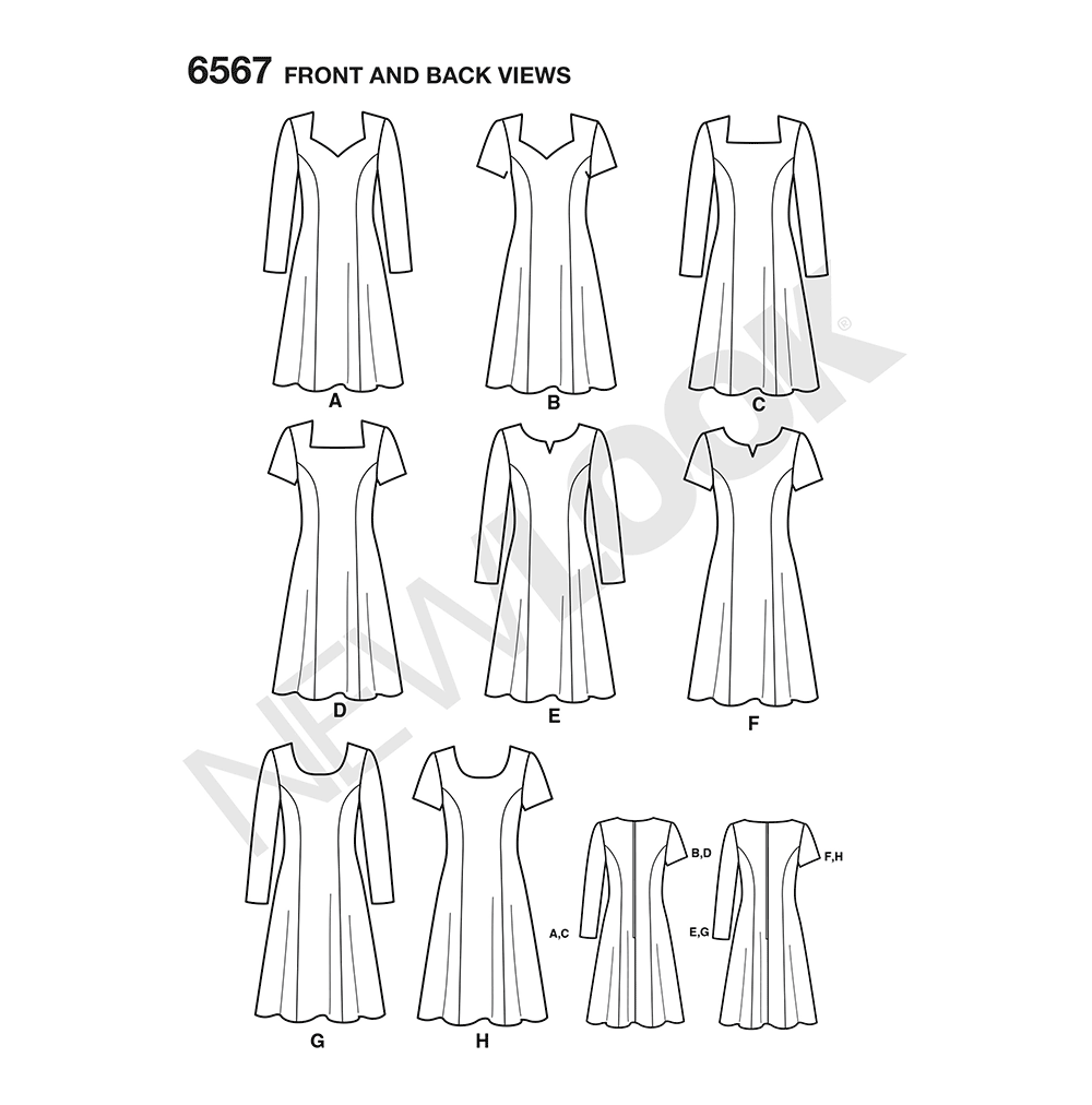 Patron New Look n°6567 - Robe ajustée et évasée