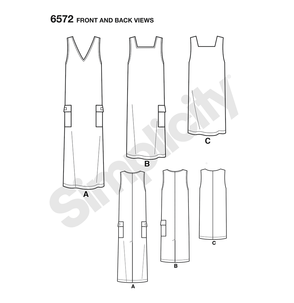Patron New Look n°6572 – Robe tablier à larges bretelles