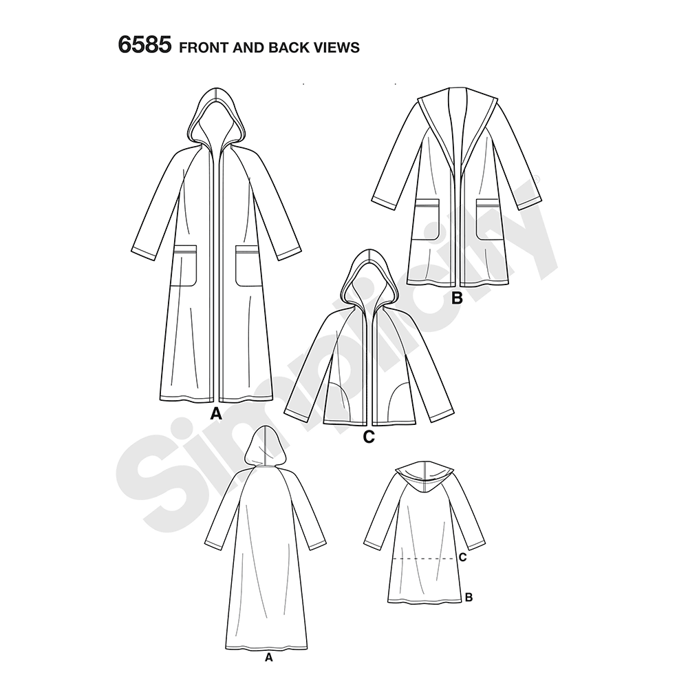 Patron New Look n°6585 – Manteau à capuche