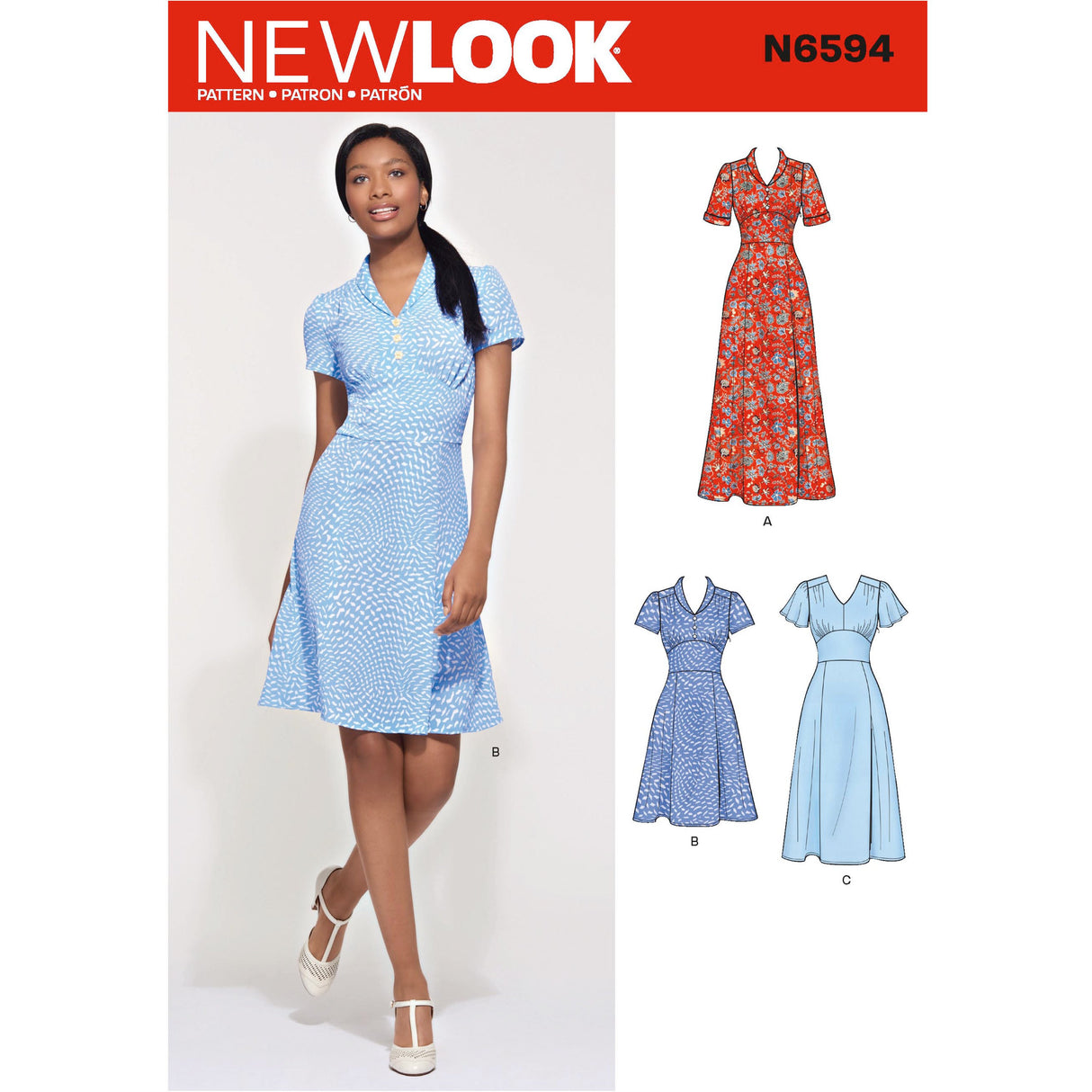 Patron New Look n°6594 - Robe moulante manches courtes