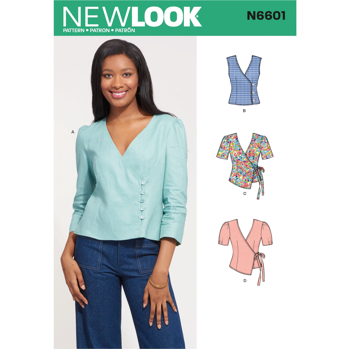 Patron New Look n°6601 - Haut cache-cœur féminin