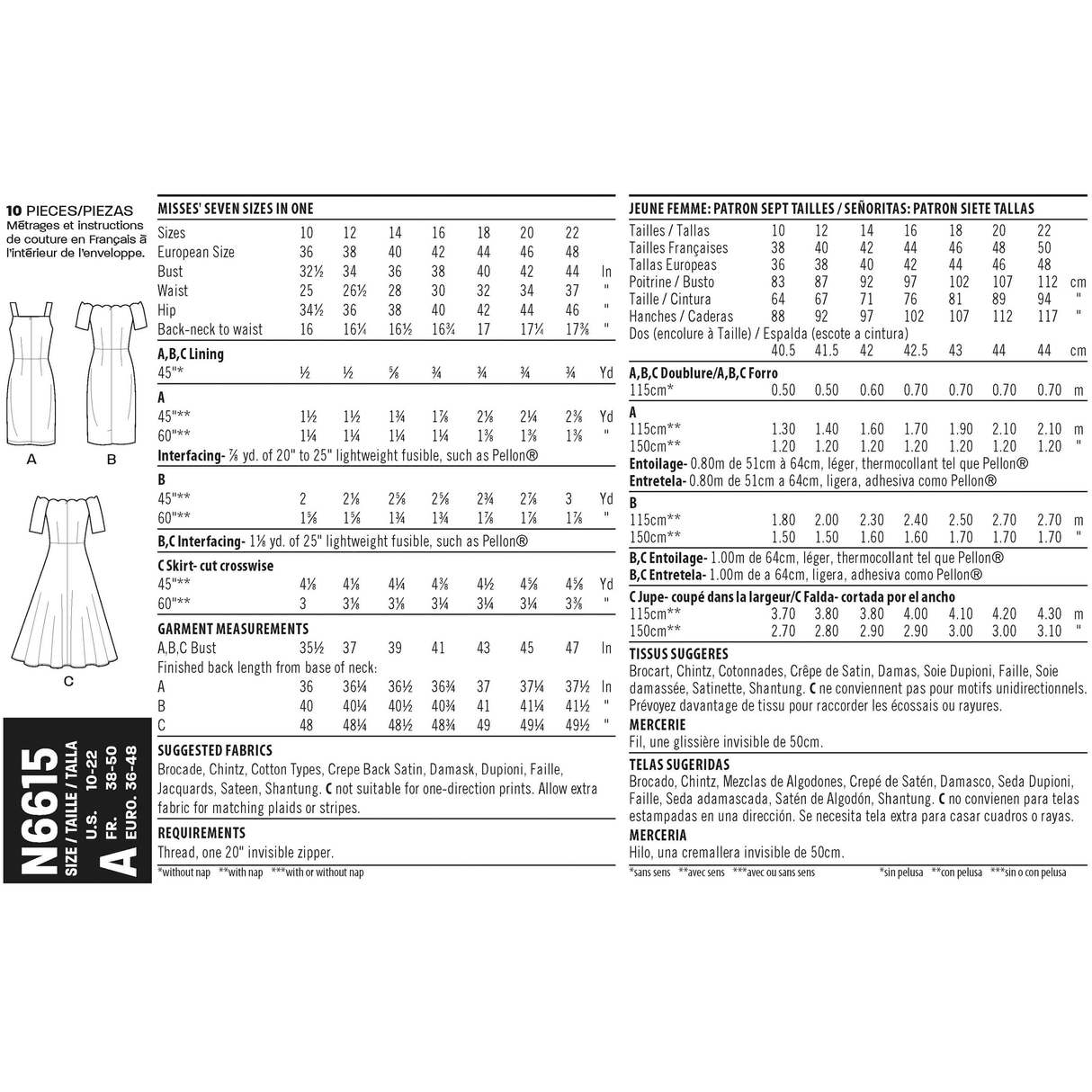 Patron New Look n°6615 - Robe élégante