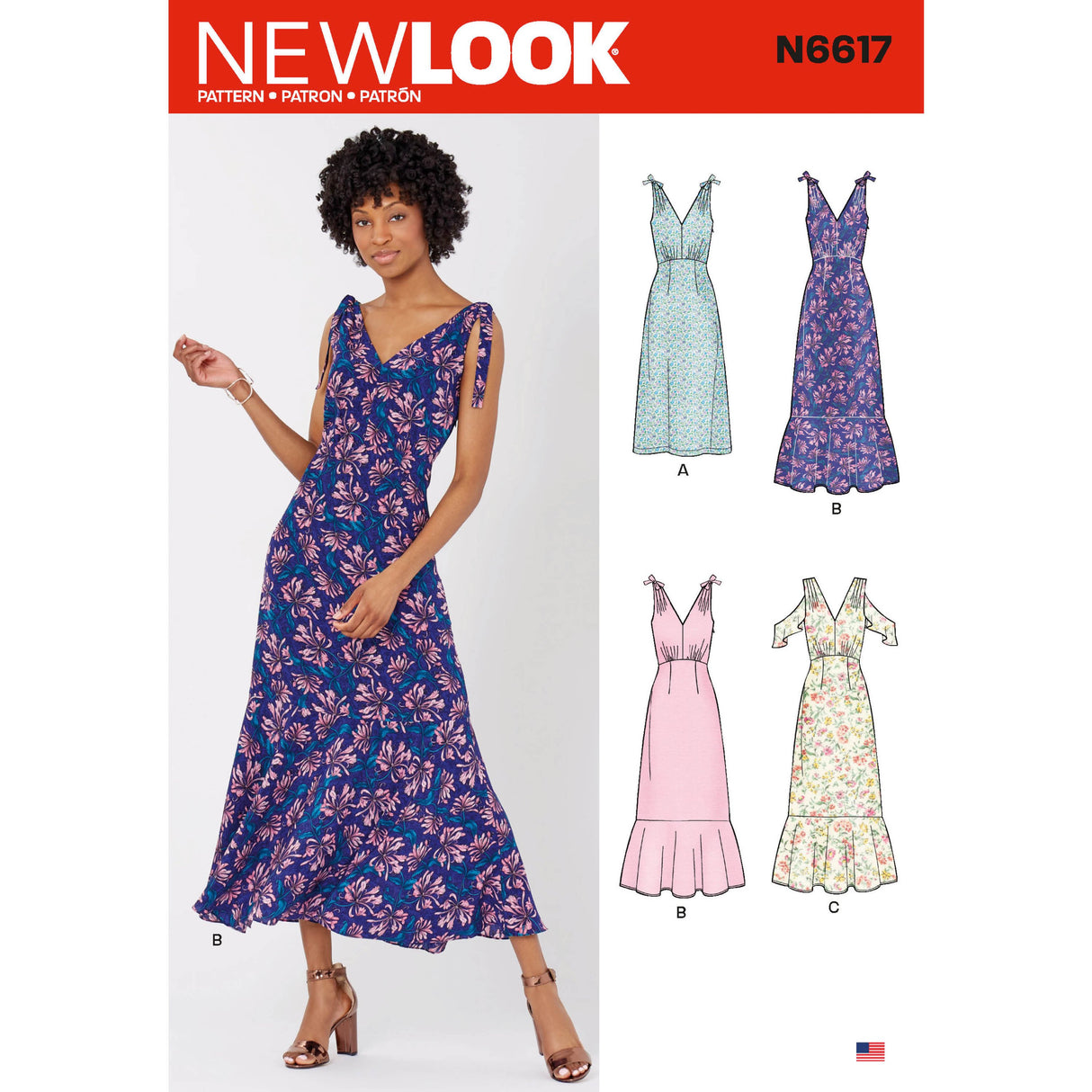 Patron New Look n°6617 - Robe longue à bretelles nouées