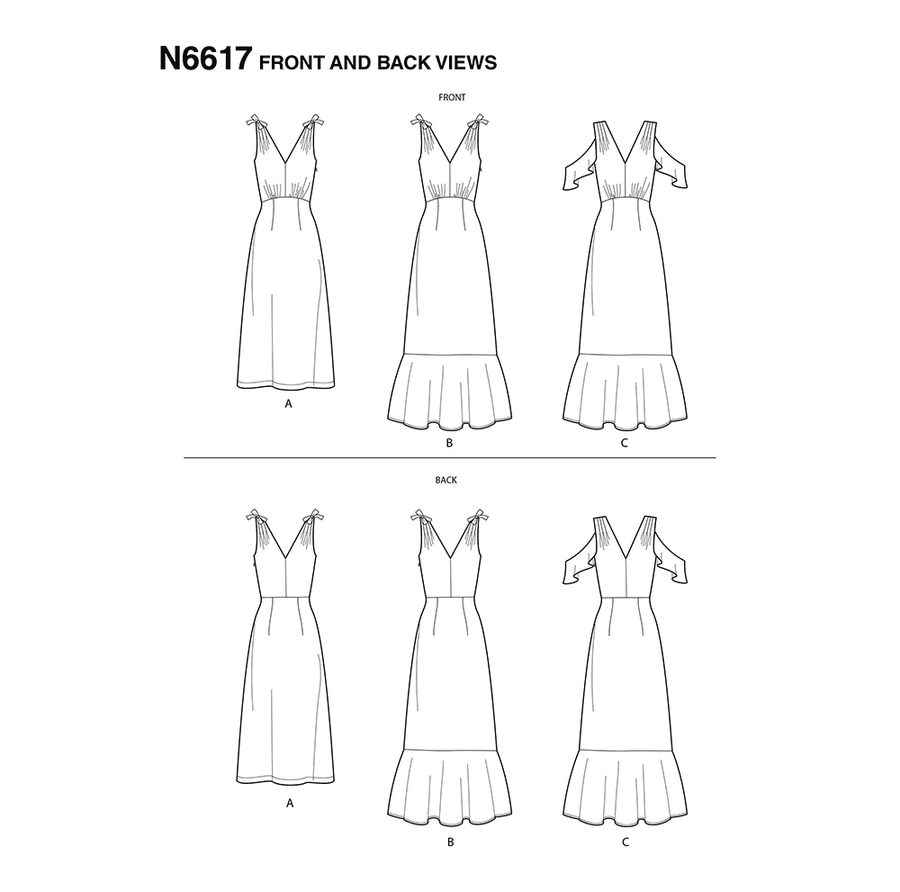 Patron New Look n°6617 - Robe longue à bretelles nouées