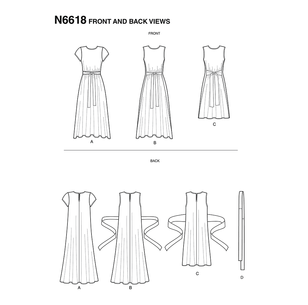 Patron New Look n°6618 - Robe ceinturée à deux longueurs
