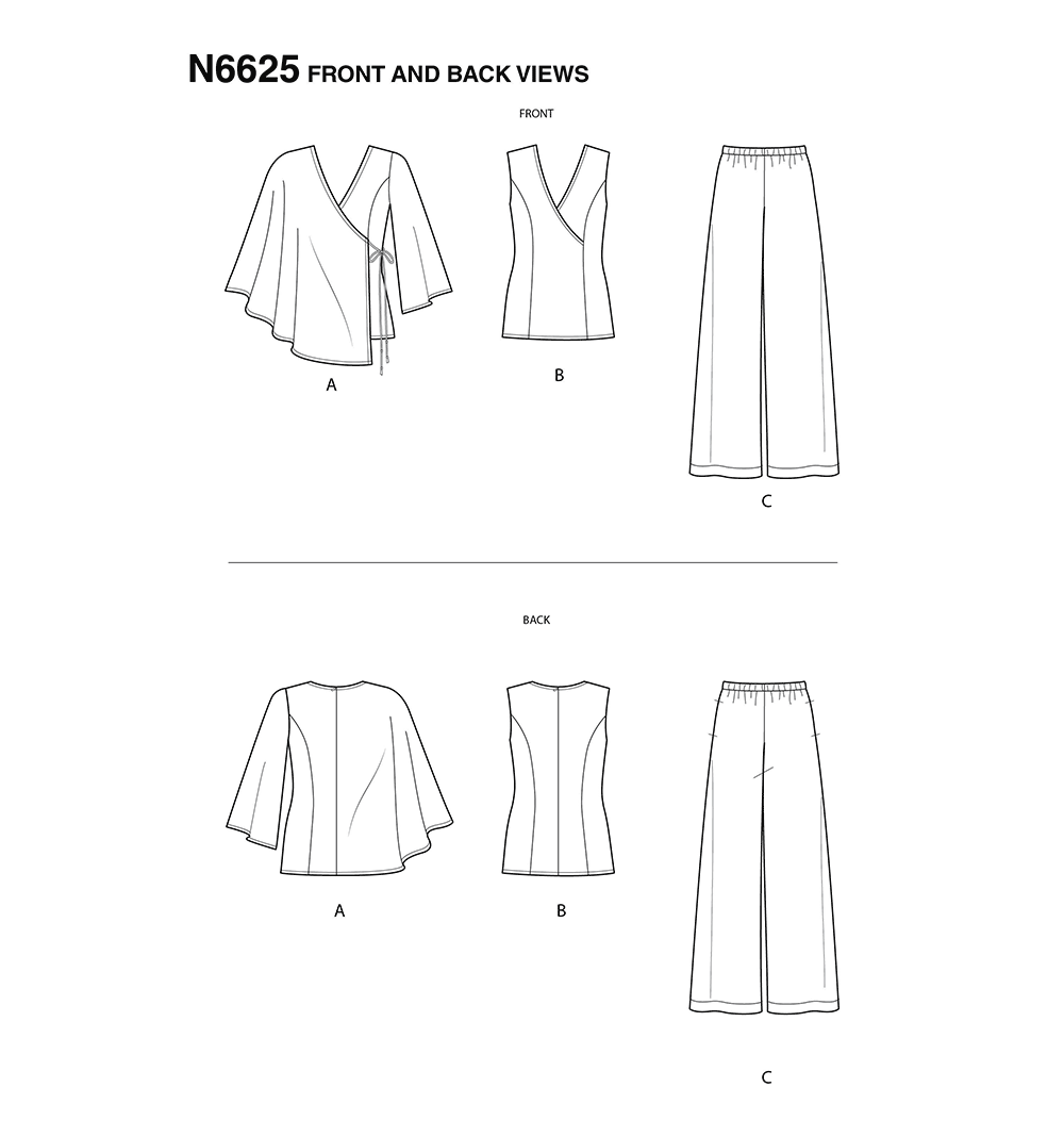 Patron New Look n°6625 - Ensemble tunique, haut et pantalon