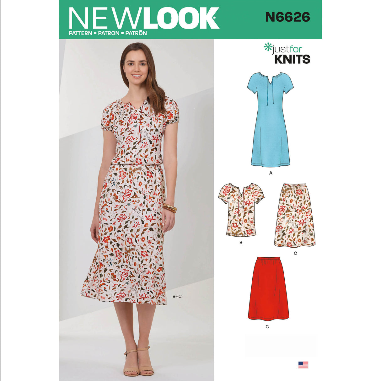 Patron New Look n°6626 - Ensemble robe, haut et jupe