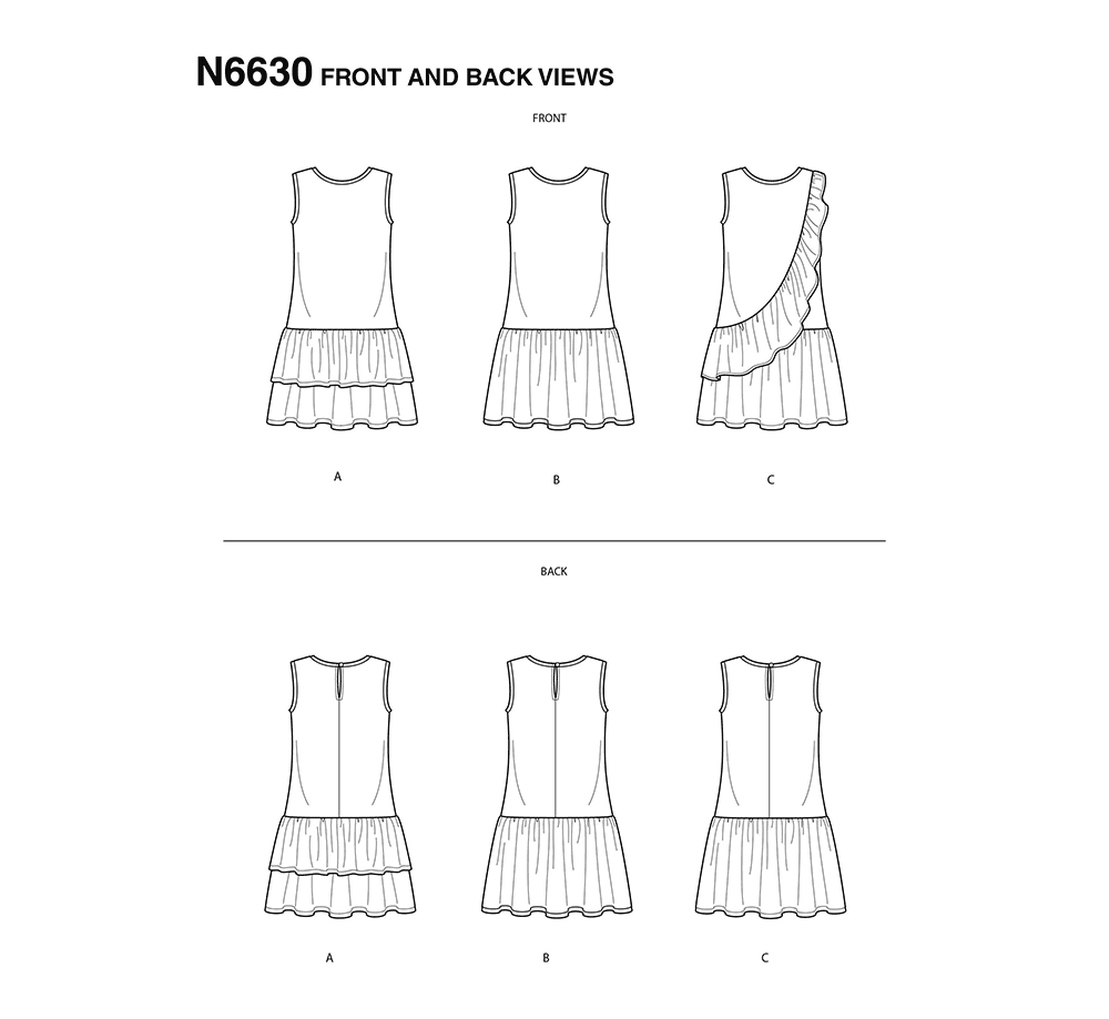 Patron New Look n°6630 - Robe sans manches à volants