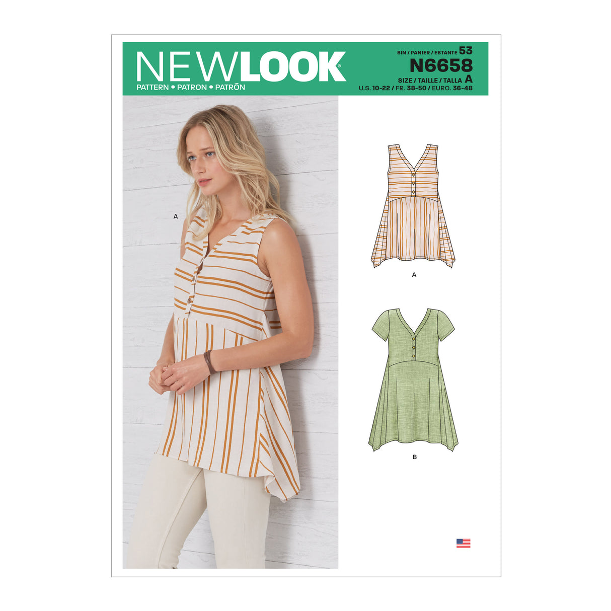 Patron New Look n°6658 - Top évasé pour femme