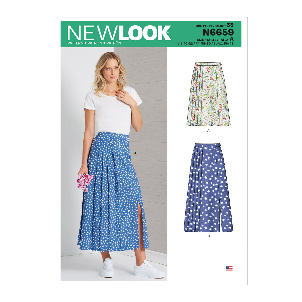 Patron New Look n°6659 - Jupe plissée pour femme