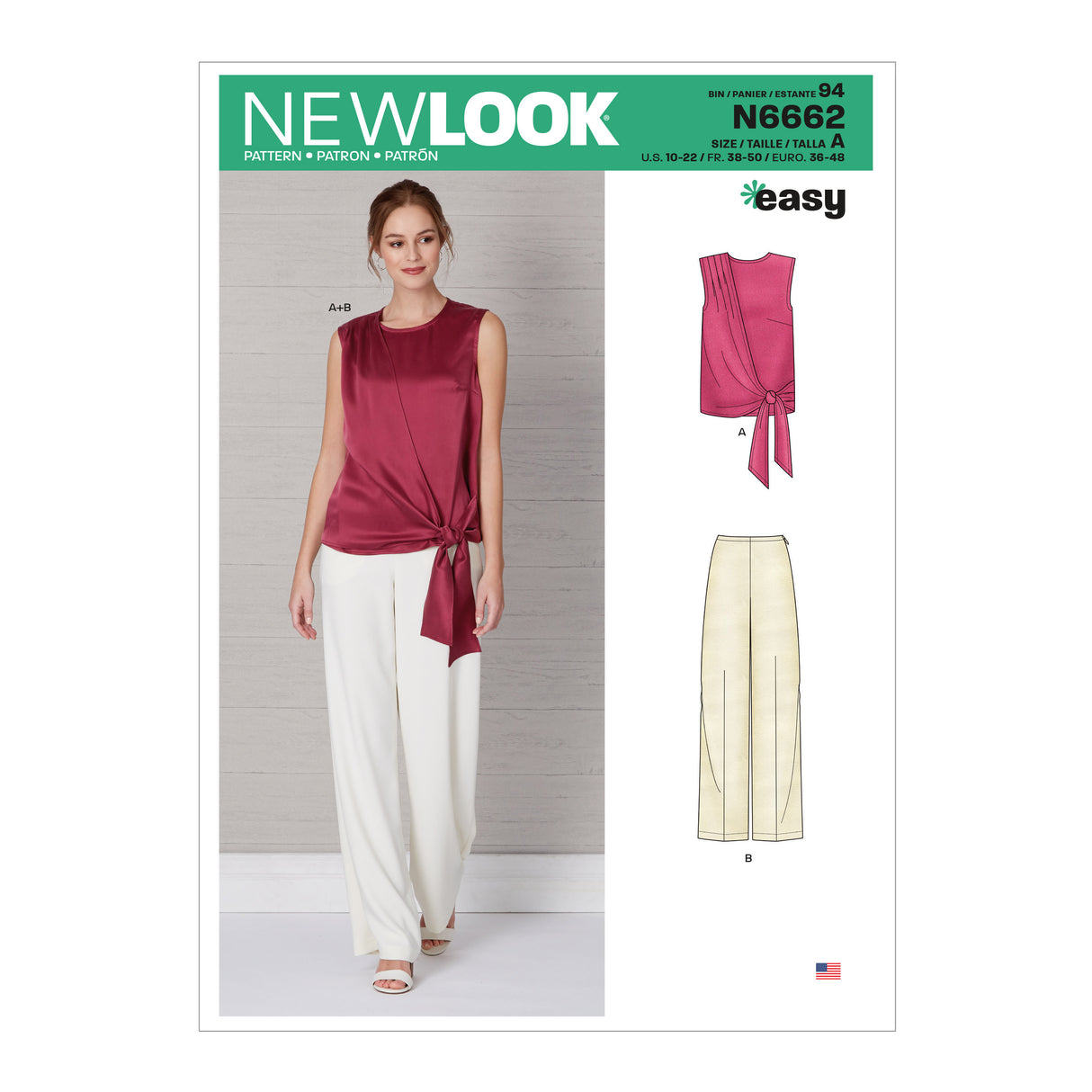 Patron New Look n°6662 - Ensemble haut et pantalon pour femme