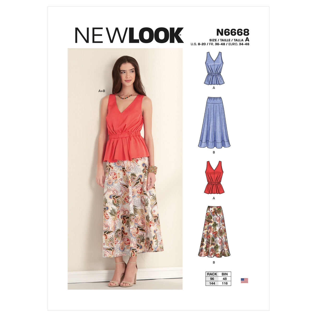 Patron New Look n°6668 - Ensemble haut et jupe élégants