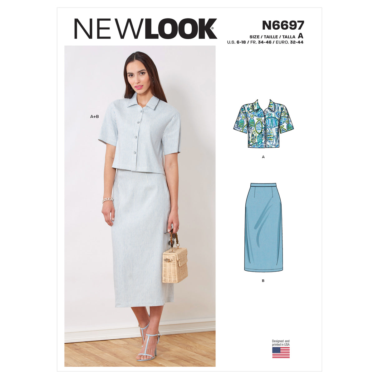 Patron New Look n°6697 - Ensemble top boutonné et jupe crayon