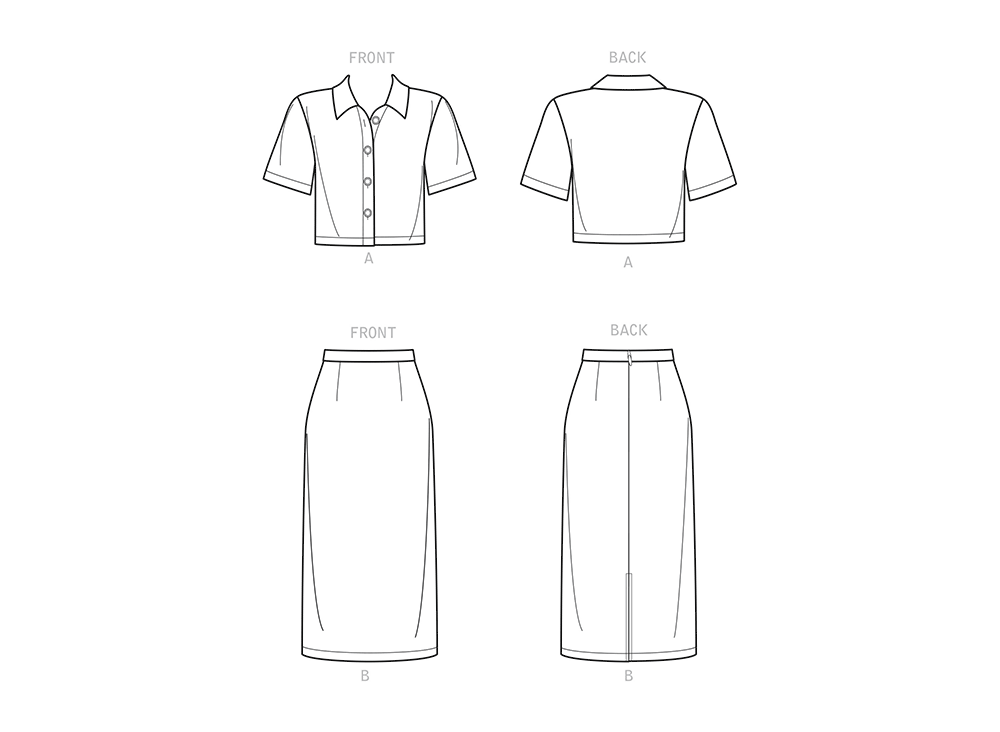Patron New Look n°6697 - Ensemble top boutonné et jupe crayon
