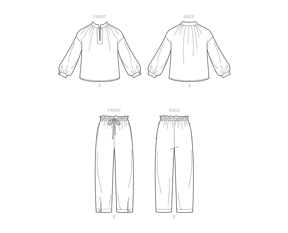 Patron New Look n°6704 - Ensemble blouse col montant et pantalon bouffant
