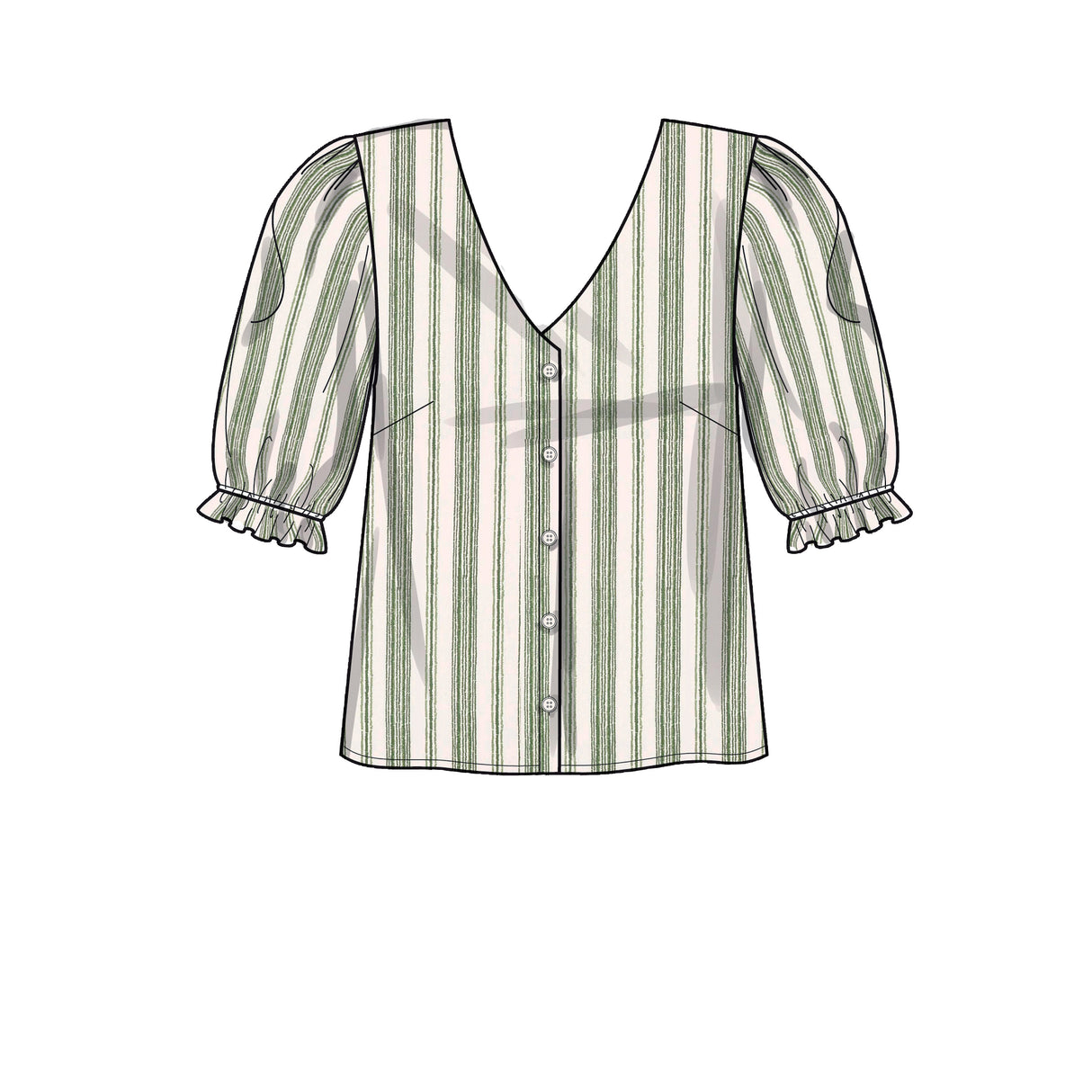 Patron New Look n°6707 - Chemisier femme avec ou sans col et manches bouffantes