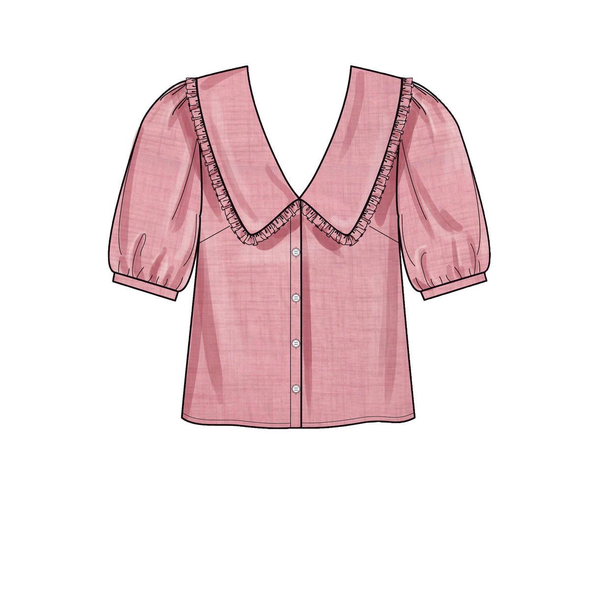 Patron New Look n°6707 - Chemisier femme avec ou sans col et manches bouffantes