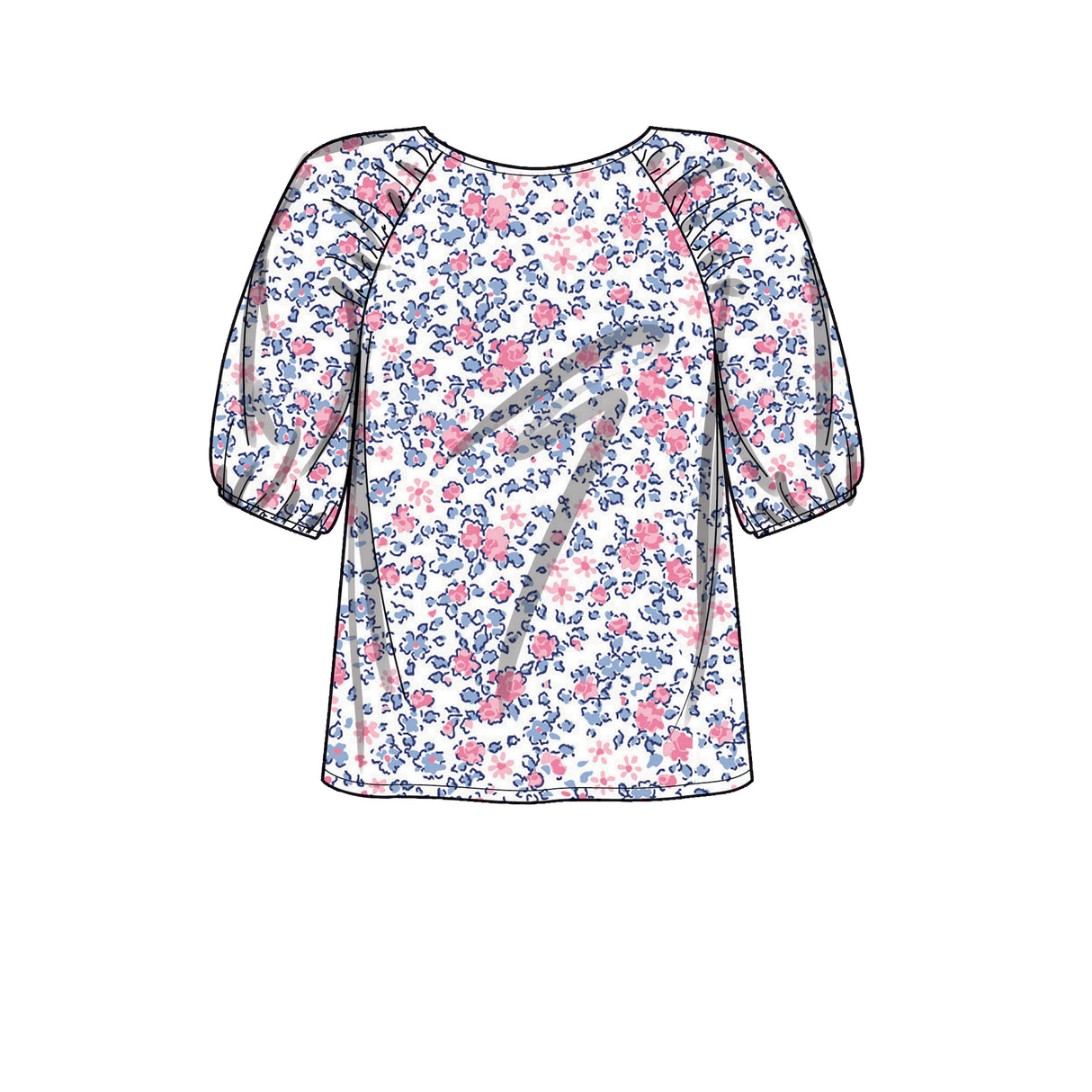 Patron New Look n°6708 - Top femme à manches raglan froncées
