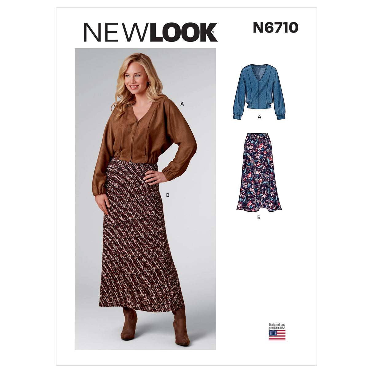 Patron New Look n°6710 - Ensemble veste zippée et jupe midi