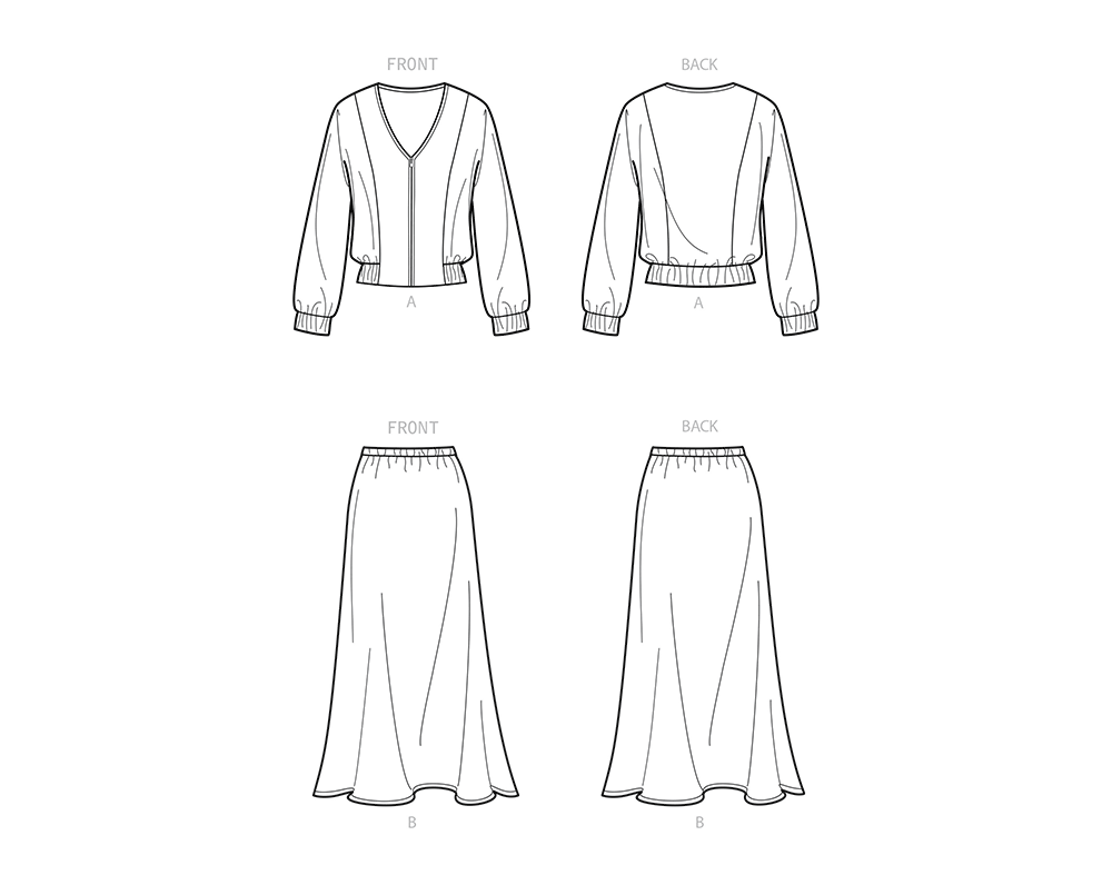 Patron New Look n°6710 - Ensemble veste zippée et jupe midi