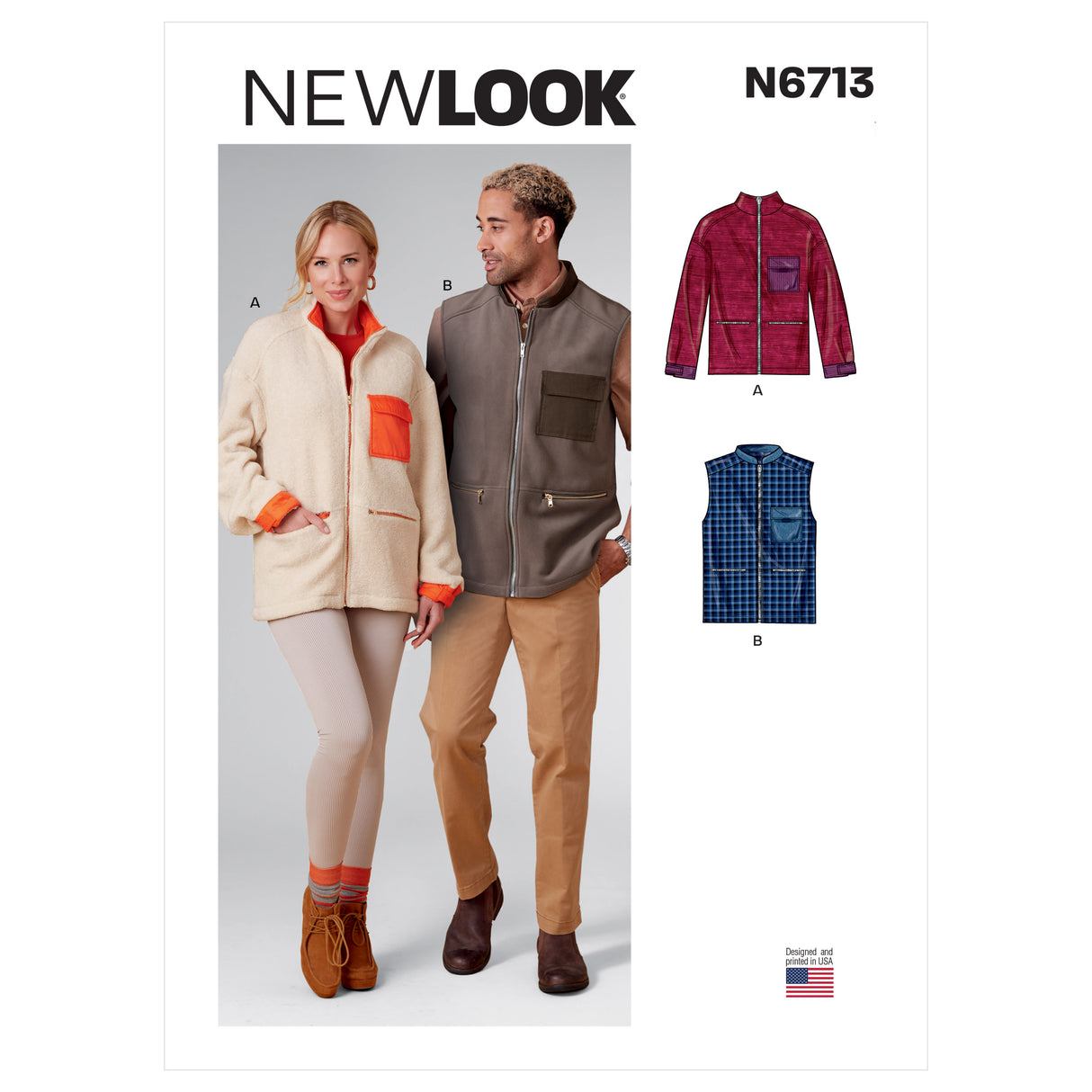 Patron New Look n°6713 - Veste zippée unisexe
