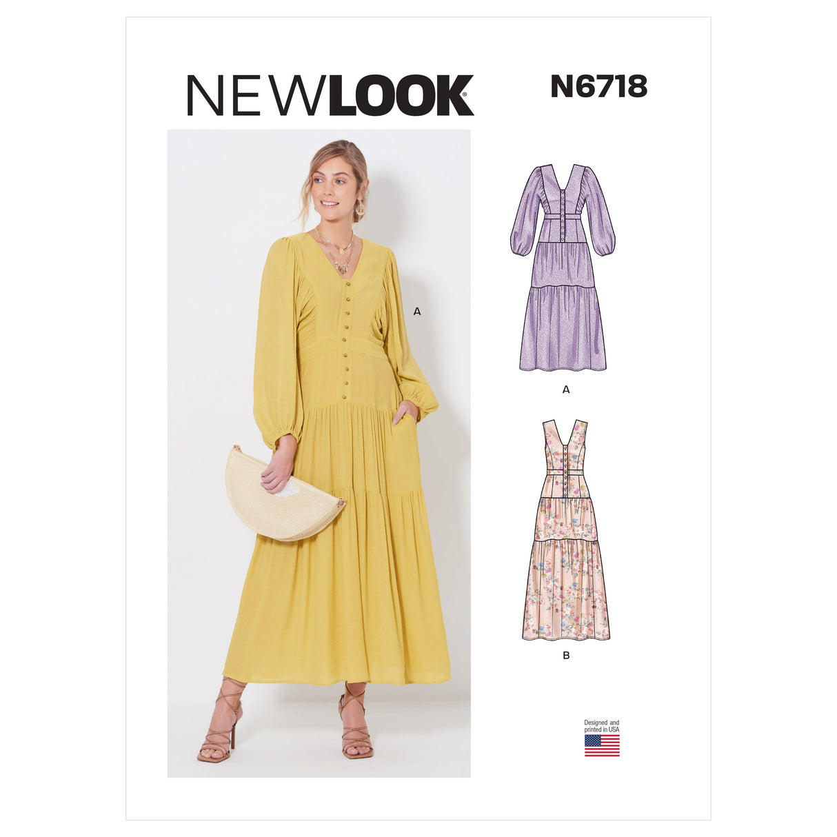 Patron New Look n°6718 - Robe longue avec décolleté en V