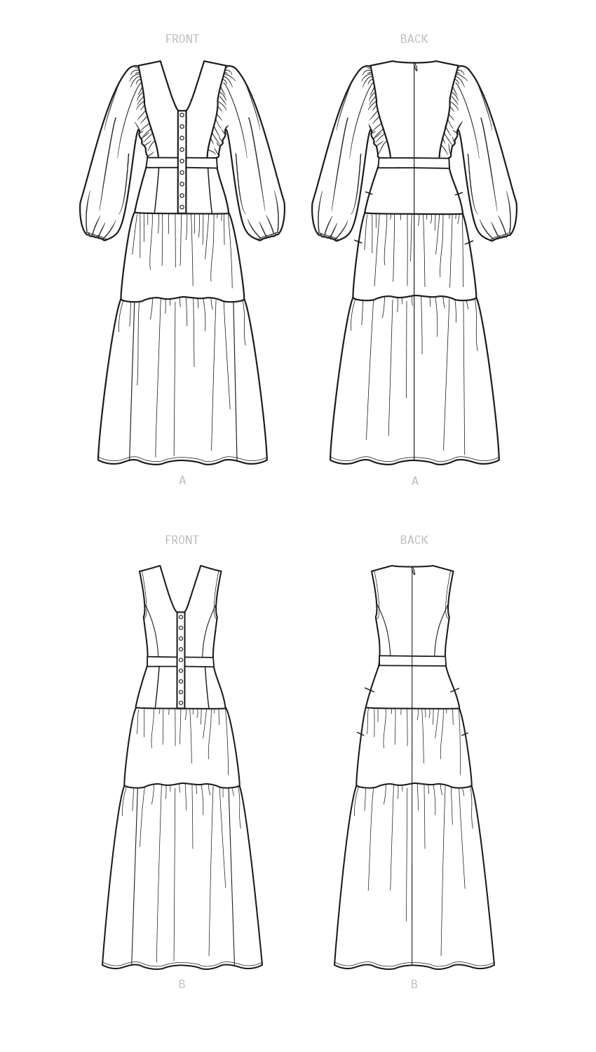 Patron New Look n°6718 - Robe longue avec décolleté en V