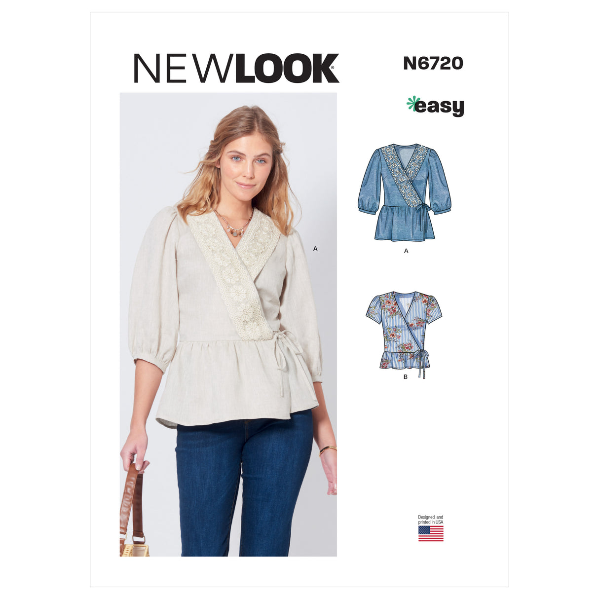 Patron New Look n°6720 - Haut cache-cœur féminin