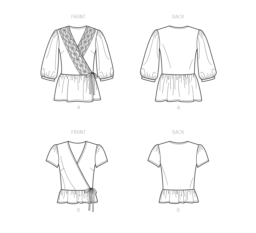 Patron New Look n°6720 - Haut cache-cœur féminin