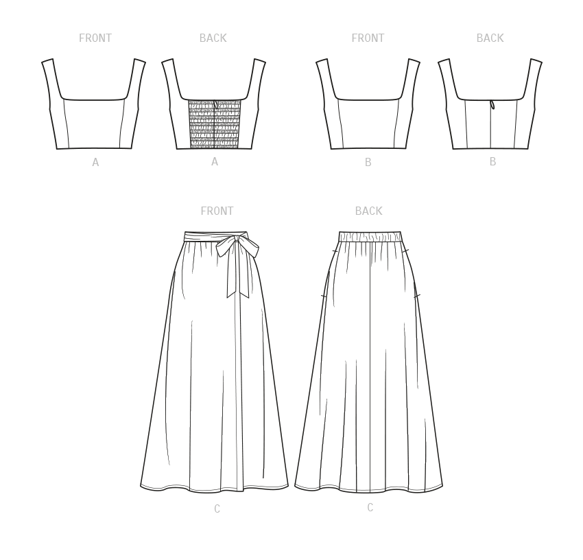 Patron New Look n°6722 - Ensemble jupe portefeuille et haut court