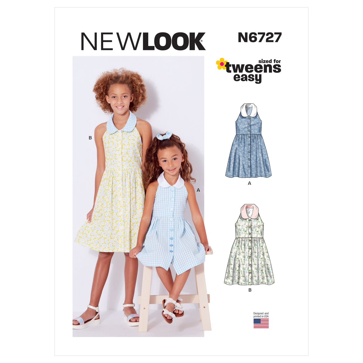 Patron New Look n°6727 - Robe pour fille avec col claudine