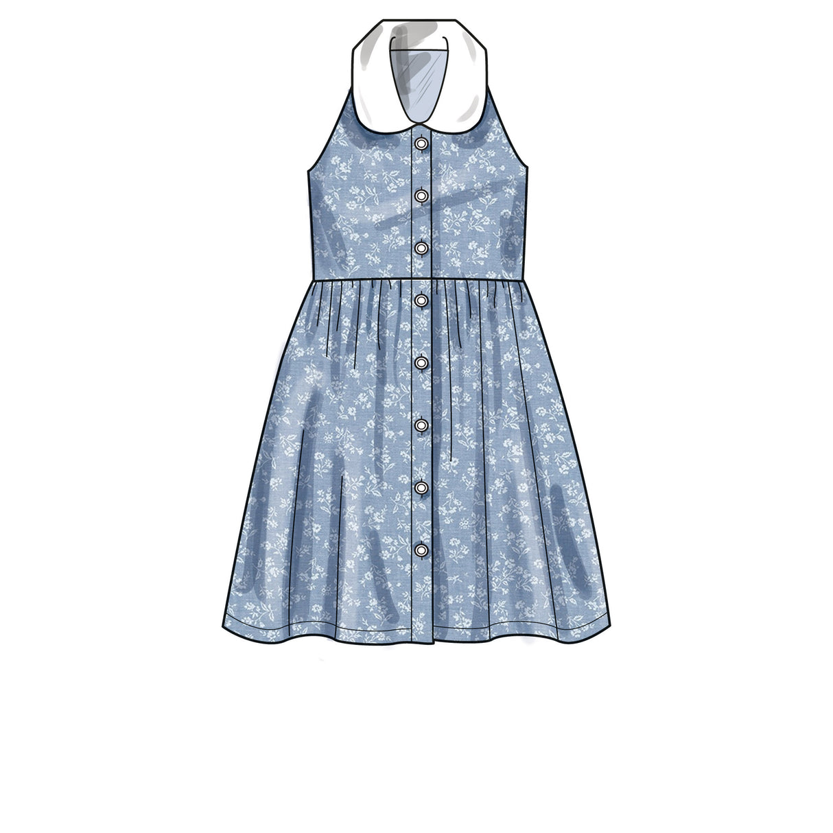 Patron New Look n°6727 - Robe pour fille avec col claudine