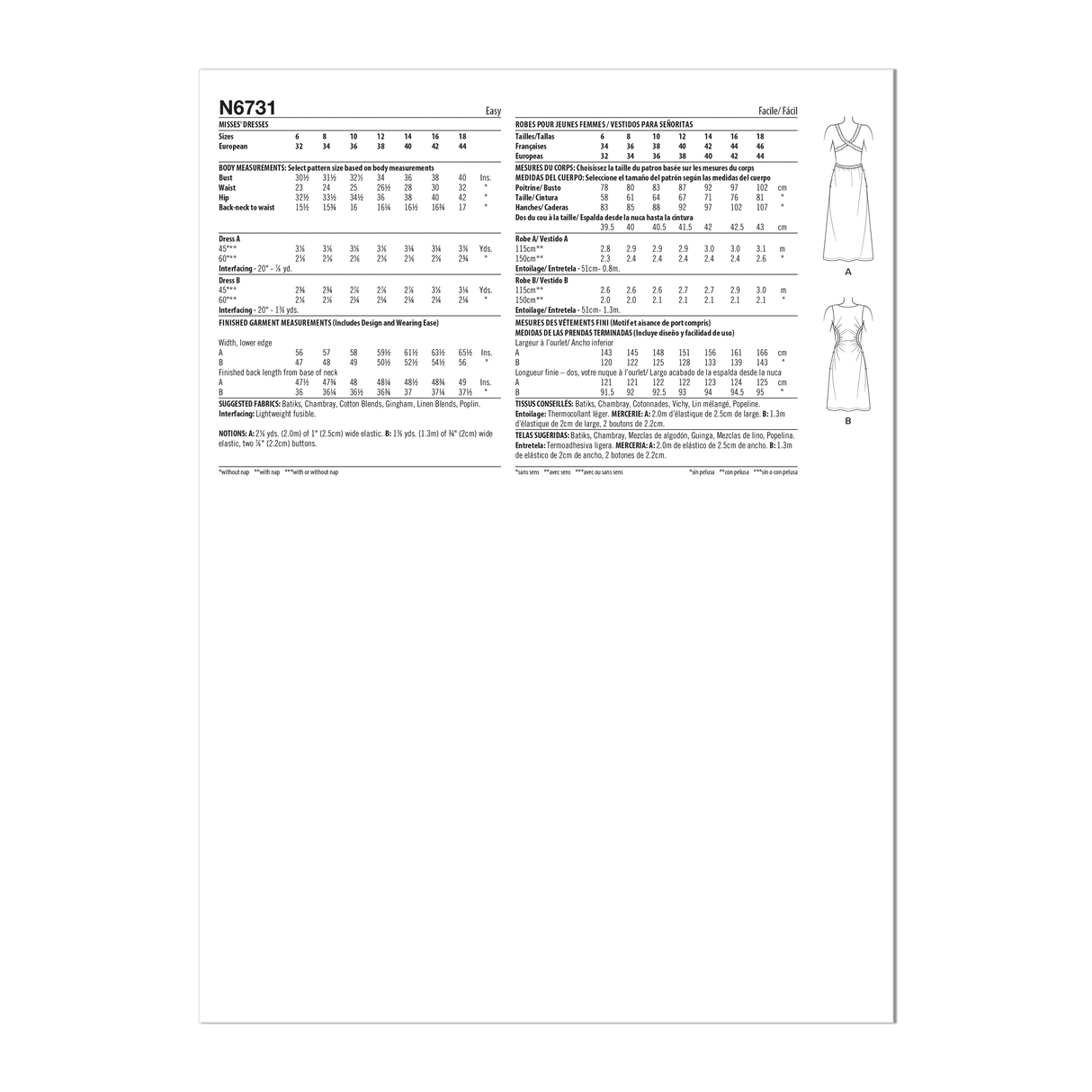 Patron New Look n°6731 - Robe à découpes élégante