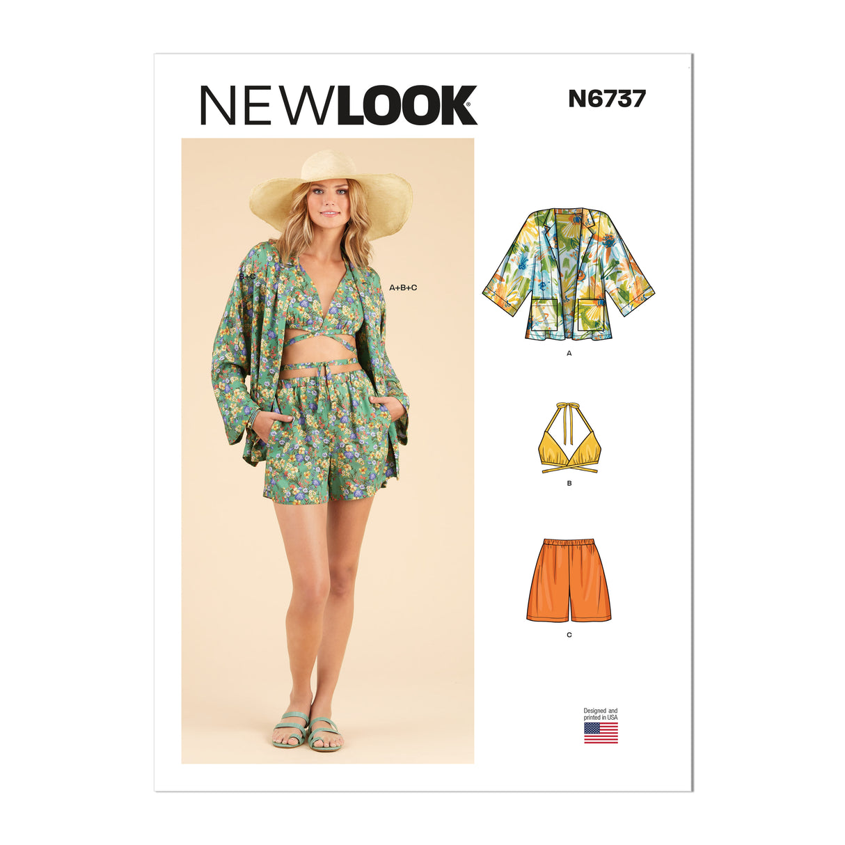 Patron New Look n°6737 - Veste, haut cache-cœur et short