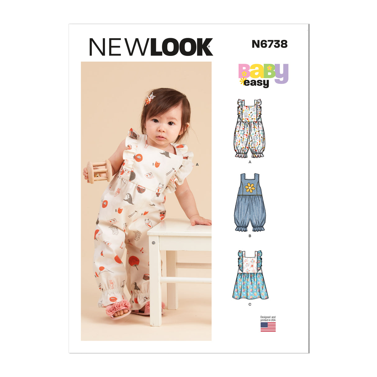 Patron New Look n°6738 - Barboteuses et robe pour bébés