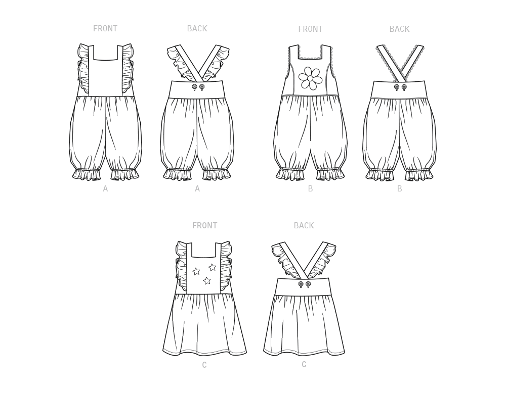 Patron New Look n°6738 - Barboteuses et robe pour bébés