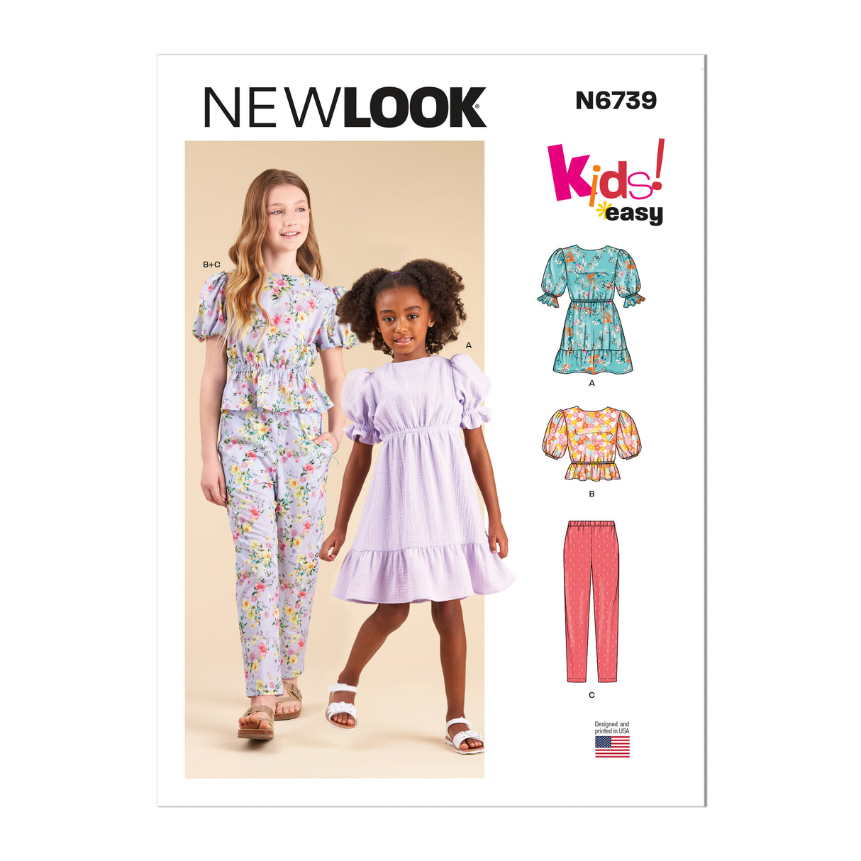 Patron New Look n°6739 – Robe, haut et pantalon pour filles