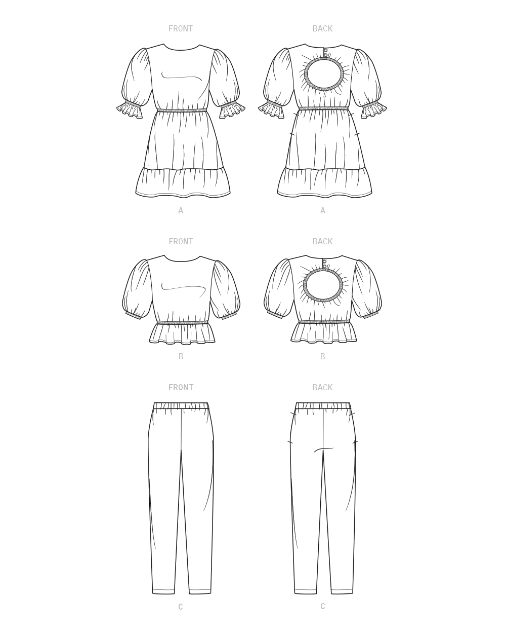 Patron New Look n°6739 – Robe, haut et pantalon pour filles