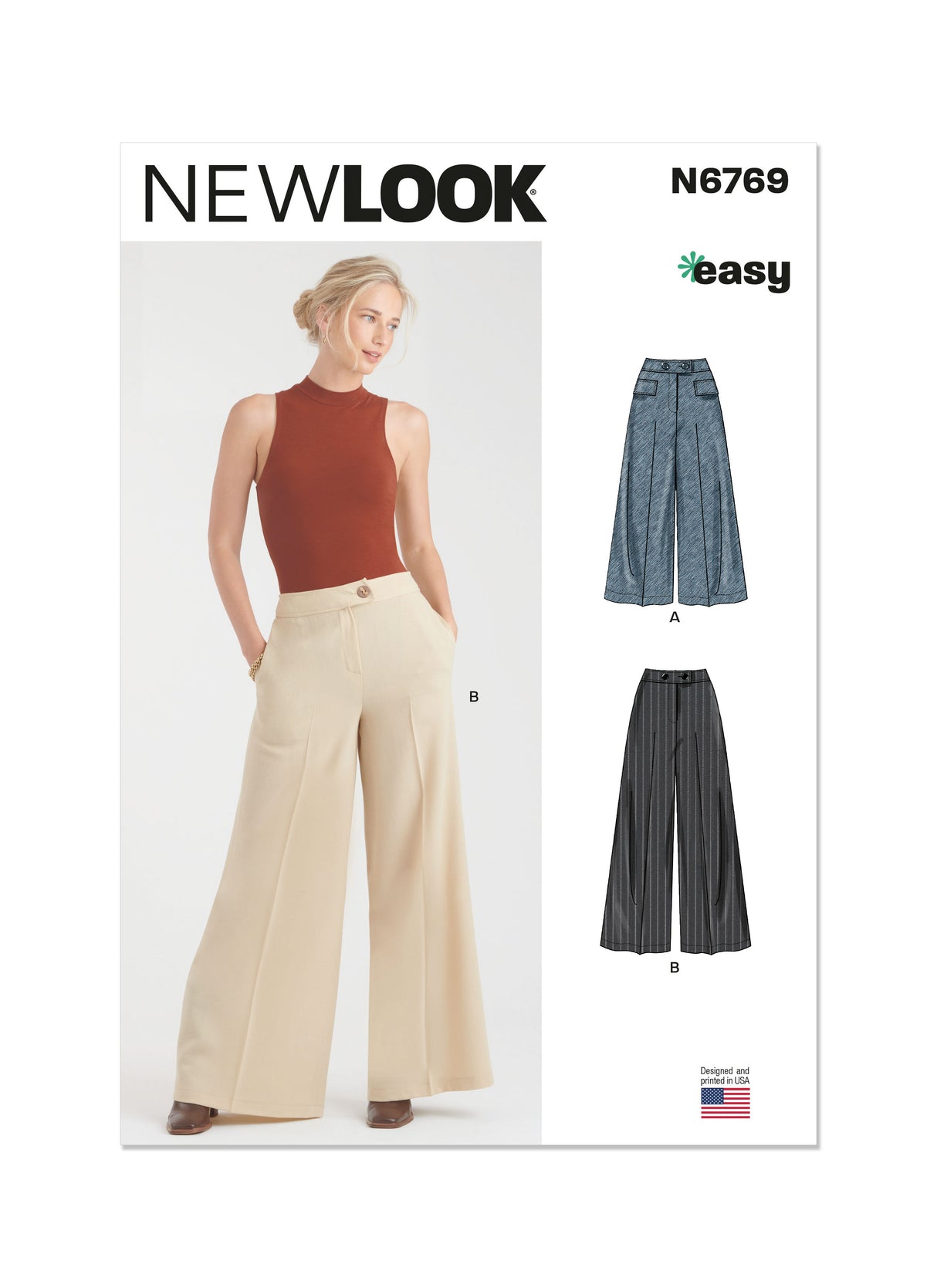 Patron New Look n°6769 – Pantalon évasé avec braguette zippée