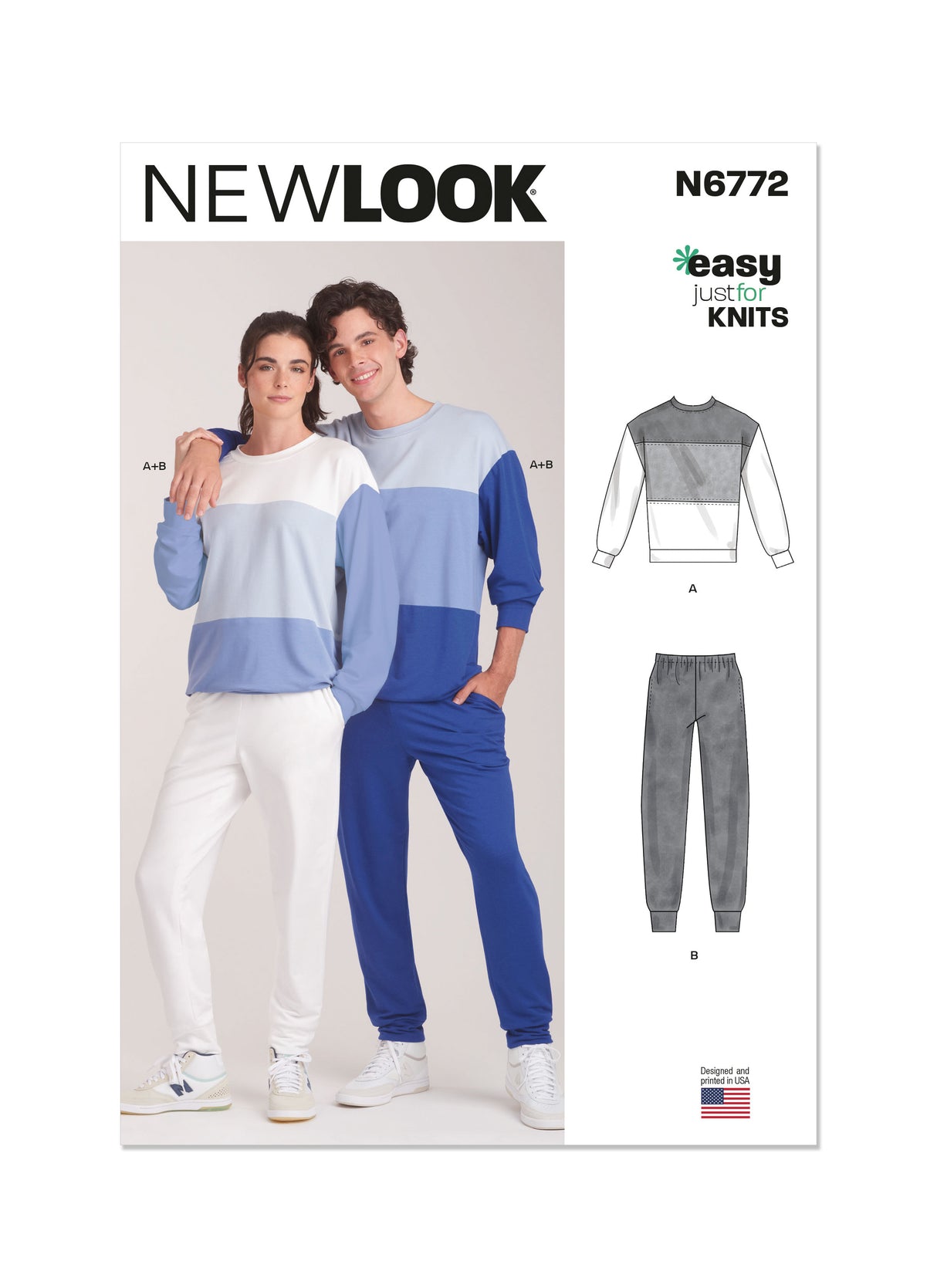 Patron New Look n°6772 – Ensemble sweat-shirt et pantalon de jogging unisexe