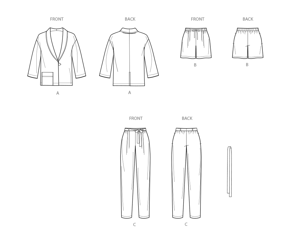 Patron New Look n°6780 – Veste, short et pantalon