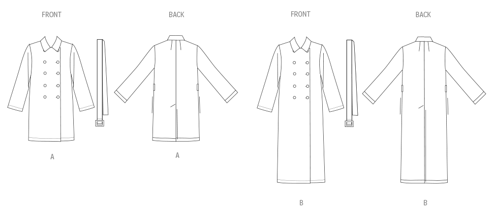Patron New Look n°6788 - Manteau trench-coat féminin avec ceinture