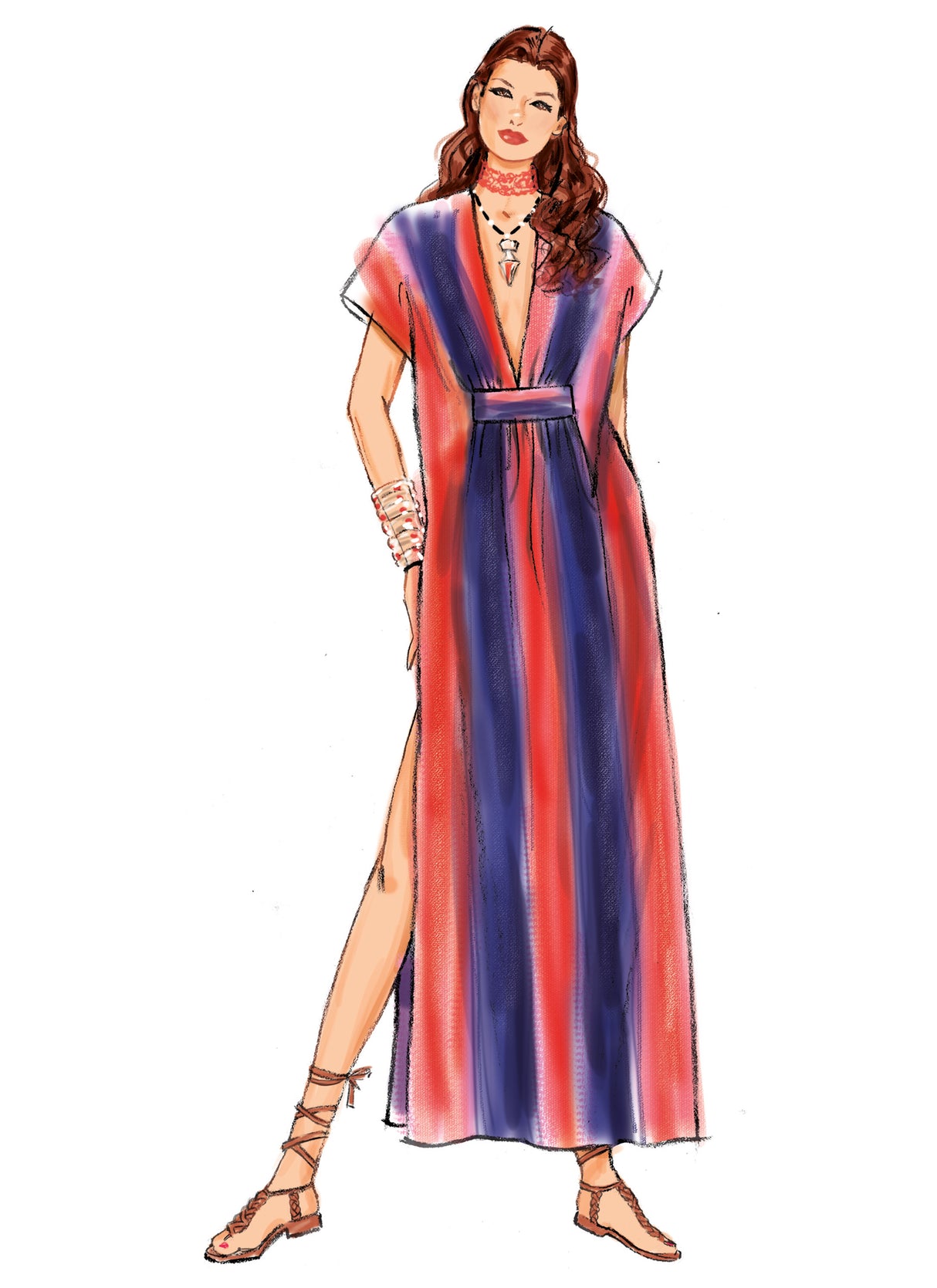 Patron New Look n°6795 – Caftan en deux longueurs