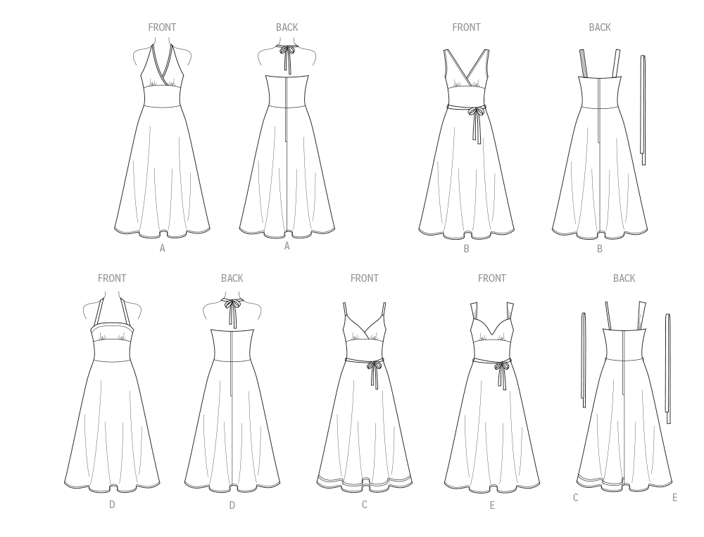 Patron New Look n°6800 – Robes à bretelles & encolure halter
