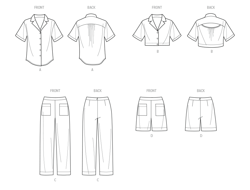Patron New Look n°6802 – Chemise décontractée, pantalon et short