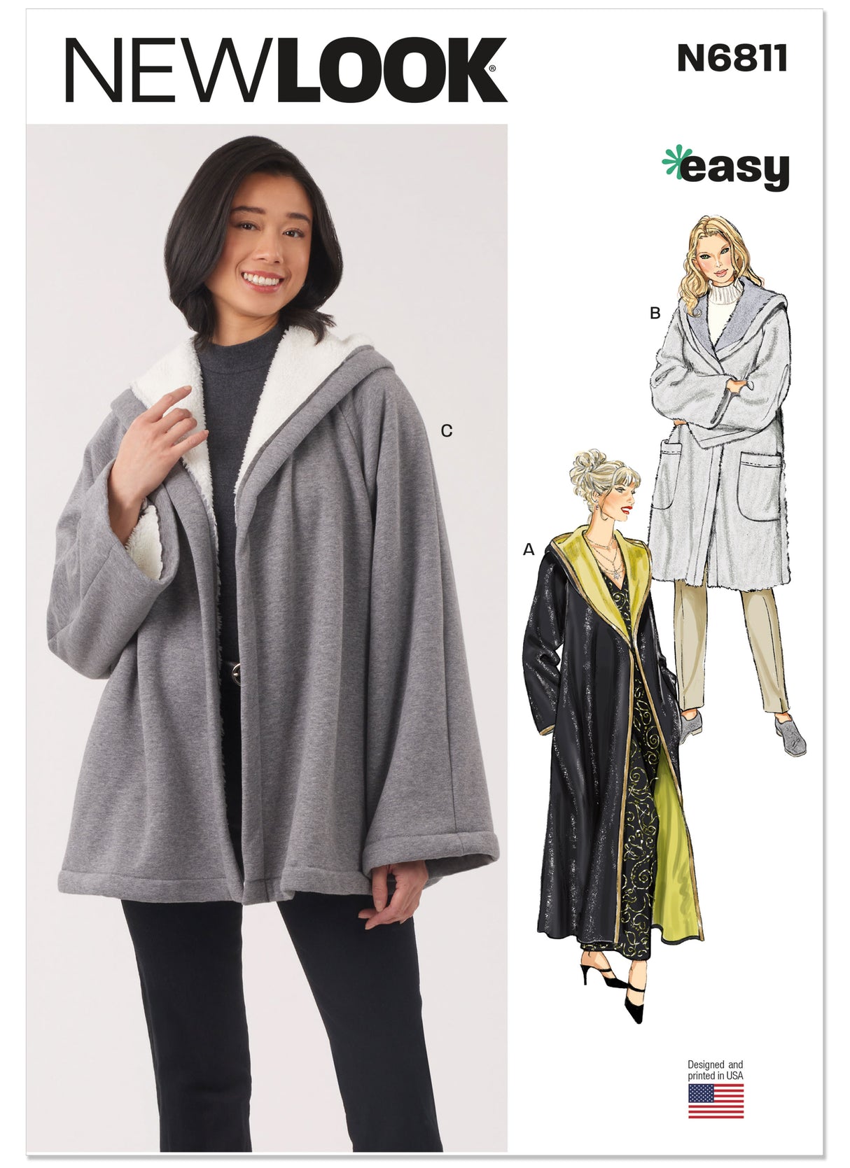 Patron New Look n°6811 – Manteau à capuche deux longueurs